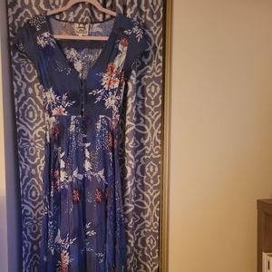 Small Jaase Blue Floral Dress with Front Slit